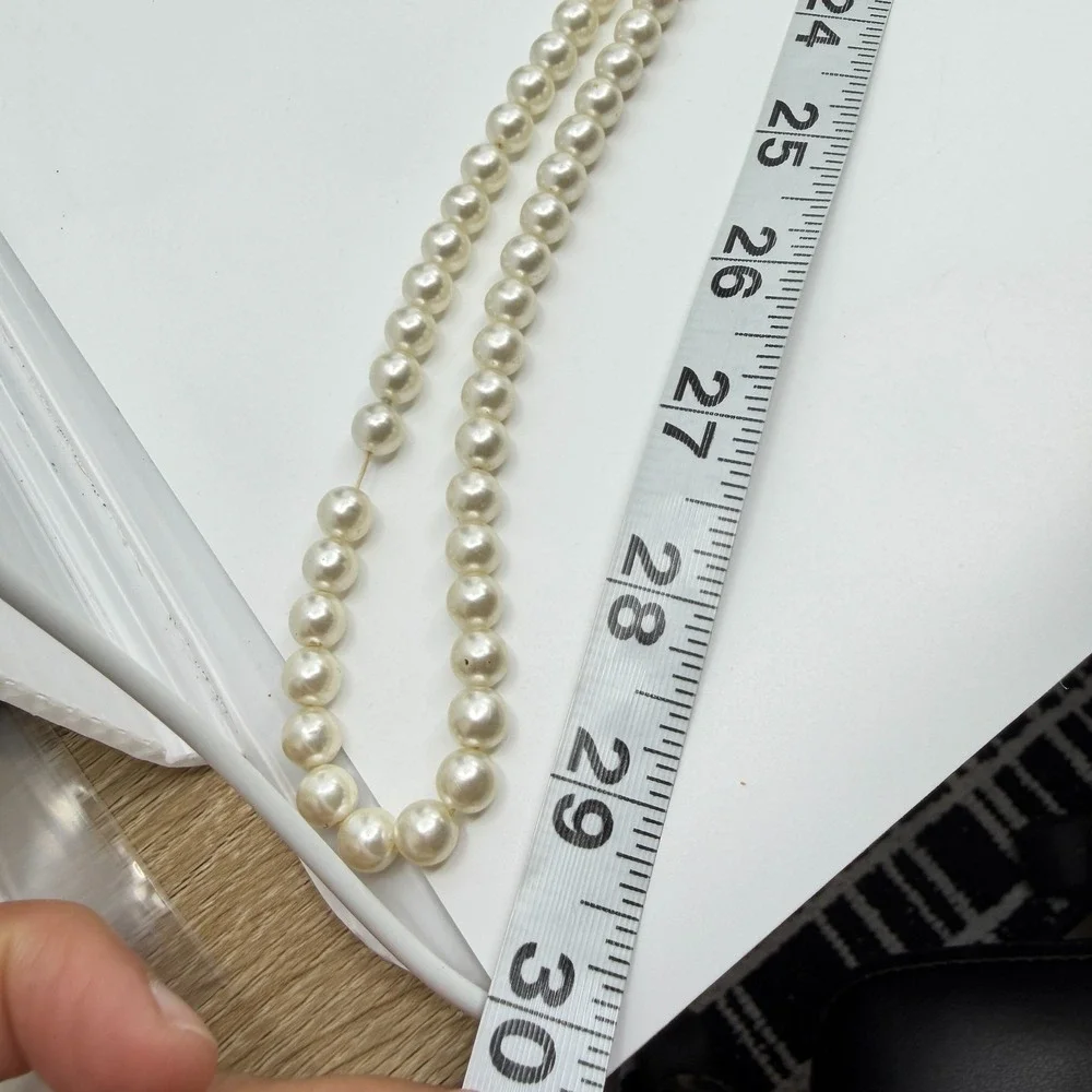 Cream Faux Pearl Multi Strand Necklace Chunky Coquette Statement Wedding Gift
